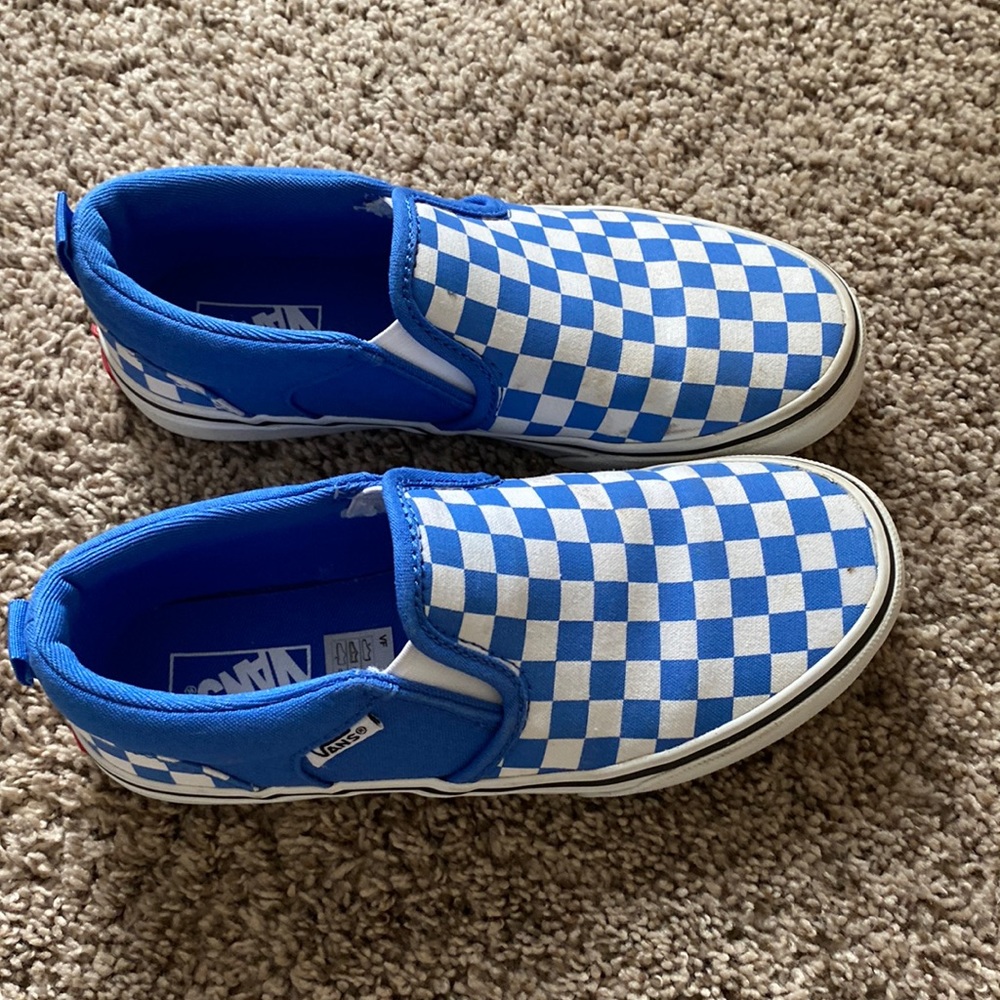 Youth blue checked Vans. Size 2.5 youth.